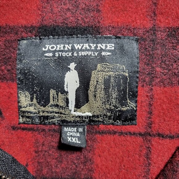 John Wayne Stock & Supply Men's Sweater Size XXL Plaid Flannel 1/4 Zip Pullover - Picture 4 of 6